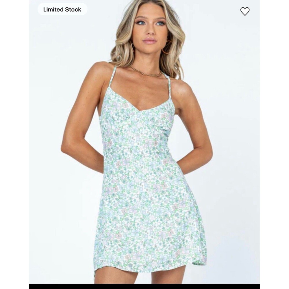 Princess Polly Multicolor Floral V-Neck Strappy Sleeveless Mini Slip Dress US 6